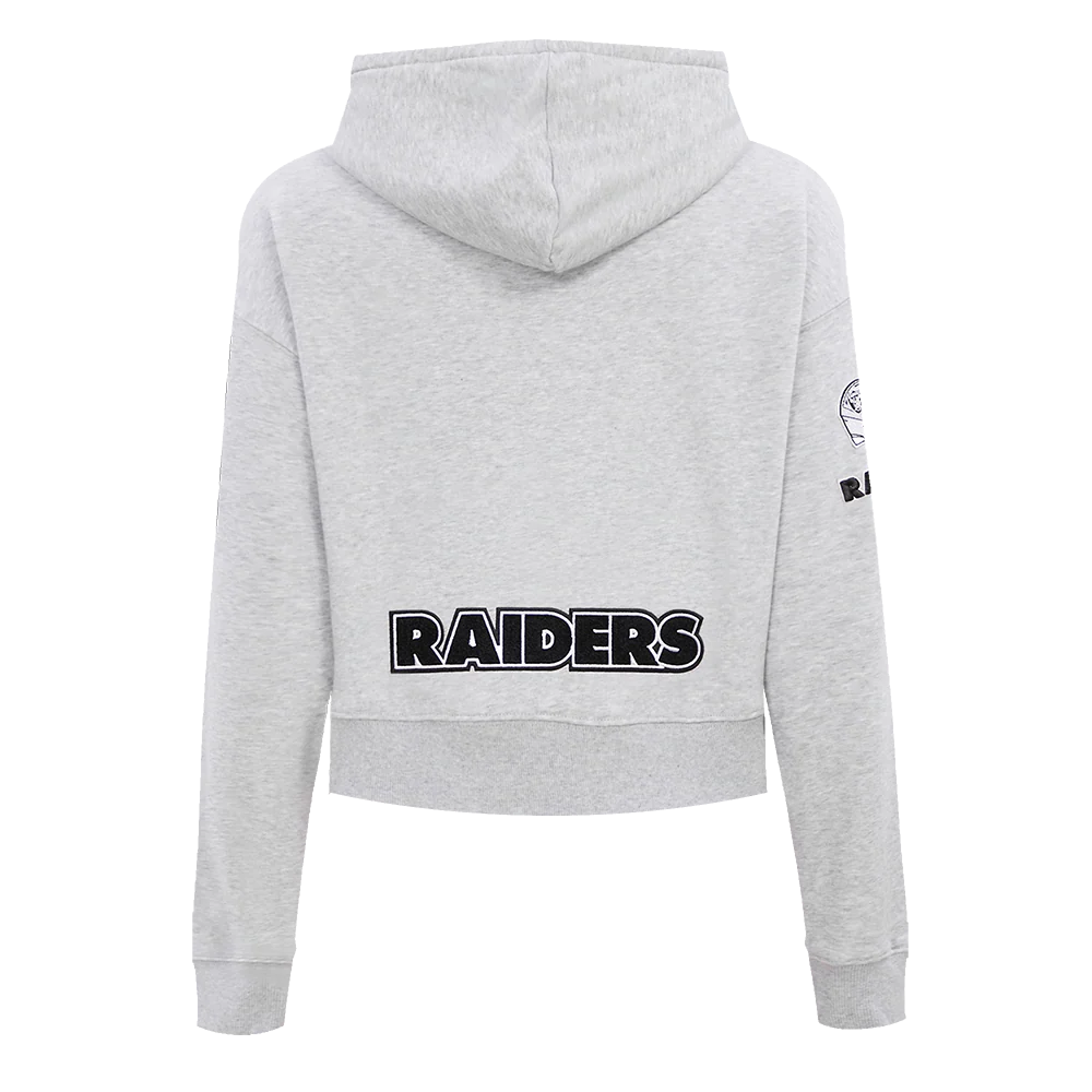 NFL LAS VEGAS RAIDERS CLASSIC WOMEN'S CROPPED PULLOVER HOODIE (HEATHER GREY) - Image 4