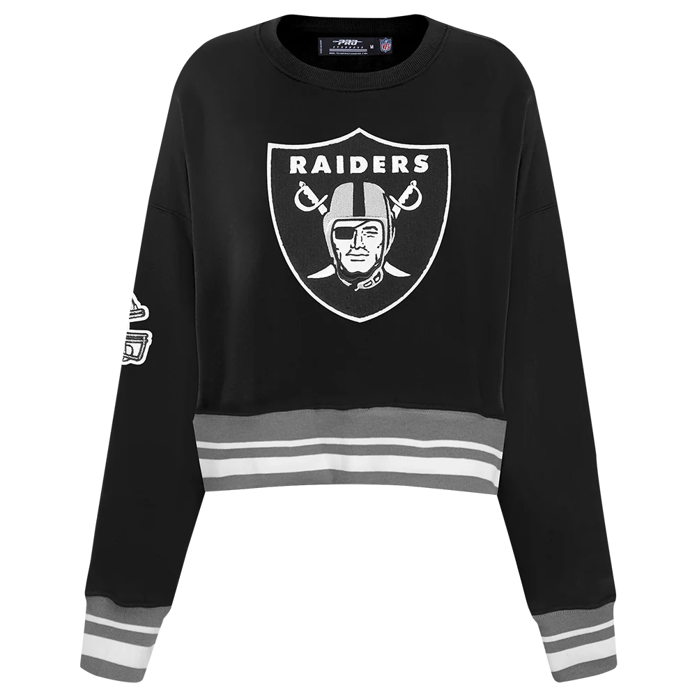 NFL LAS VEGAS RAIDERS MASHUP WOMEN'S RIB CREWNECK (BLACK/GRAY)
