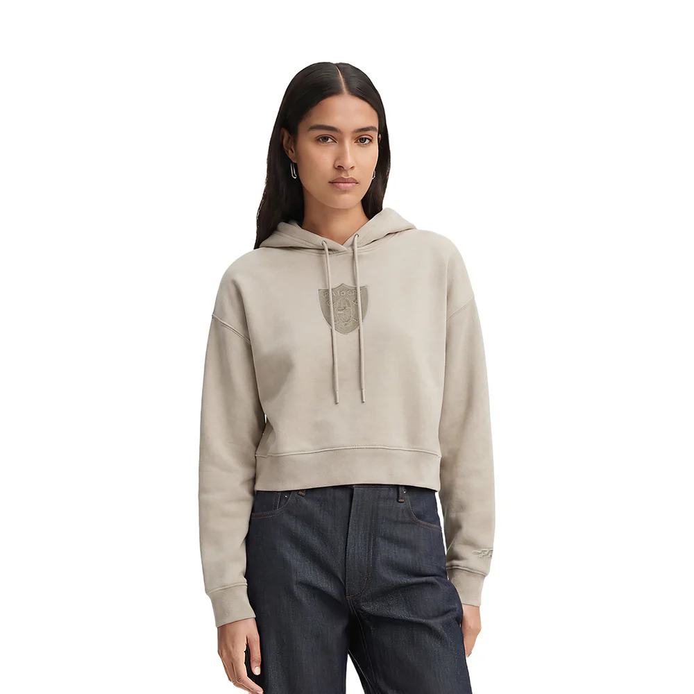 NFL LAS VEGAS RAIDERS WINGSPAN WOMEN'S FLC CROPPED PO HOODIE (TAUPE) - Image 2