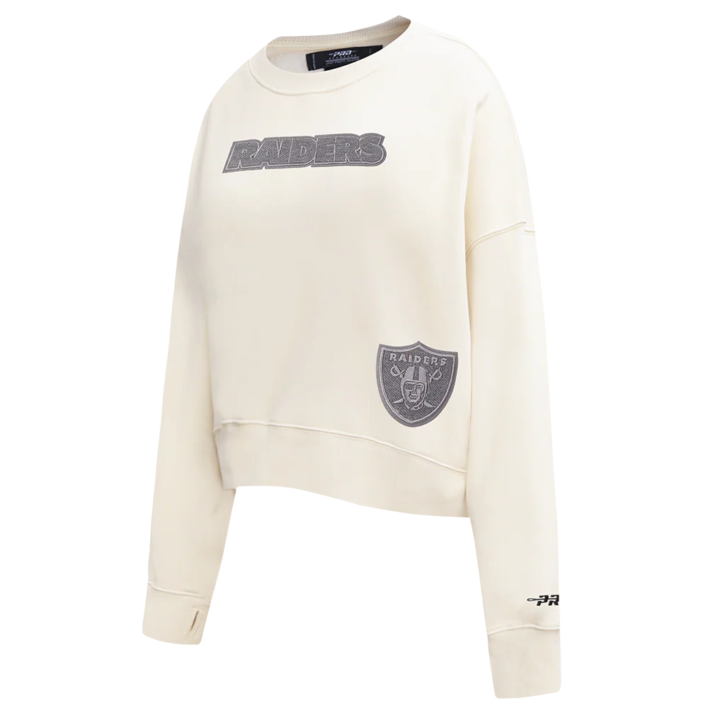 NFL LAS VEGAS RAIDERS REVERSE FRENCH TERRY WOMEN'S FLEECE CREWNECK (EGGSHELL) - Image 2