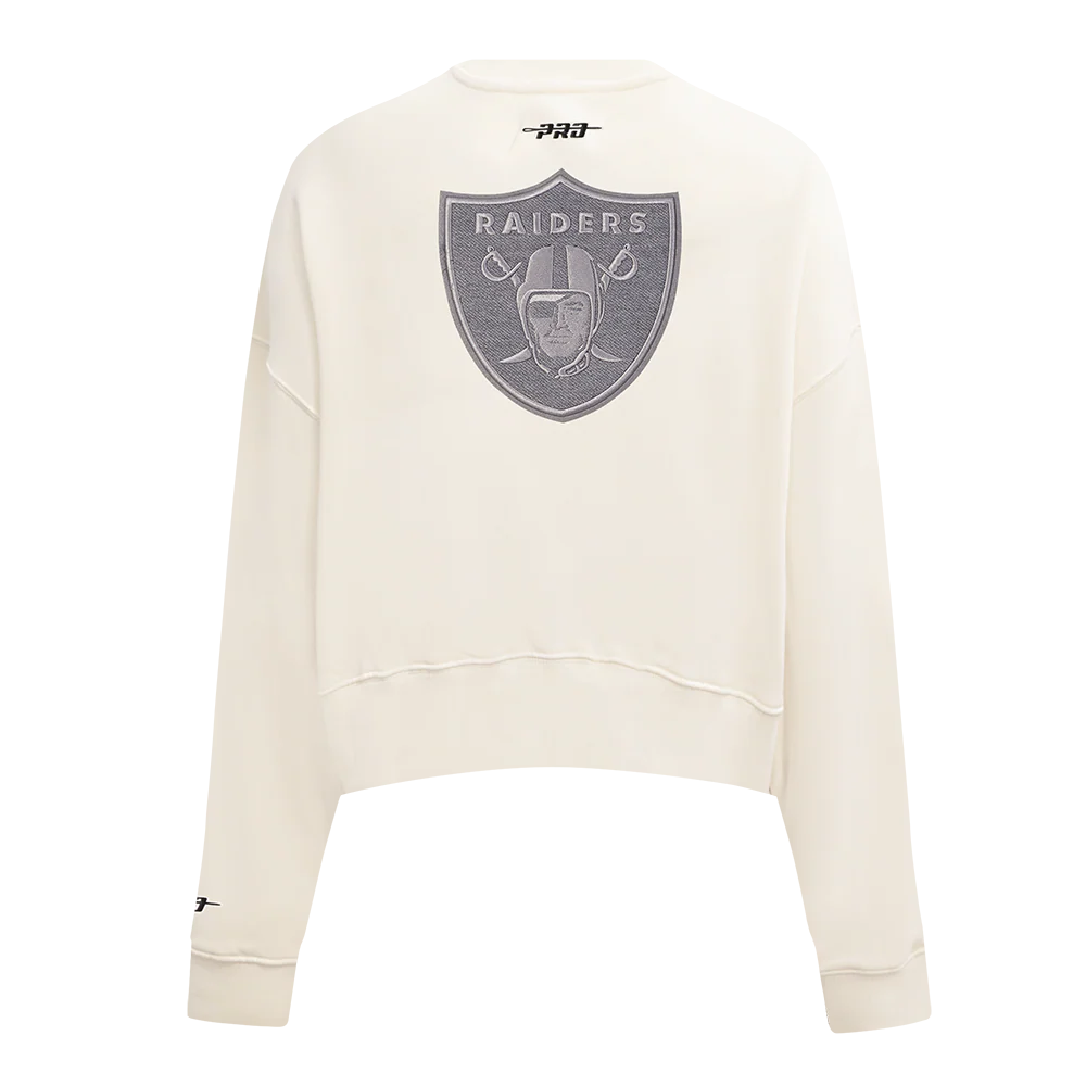 NFL LAS VEGAS RAIDERS REVERSE FRENCH TERRY WOMEN'S FLEECE CREWNECK (EGGSHELL) - Image 3