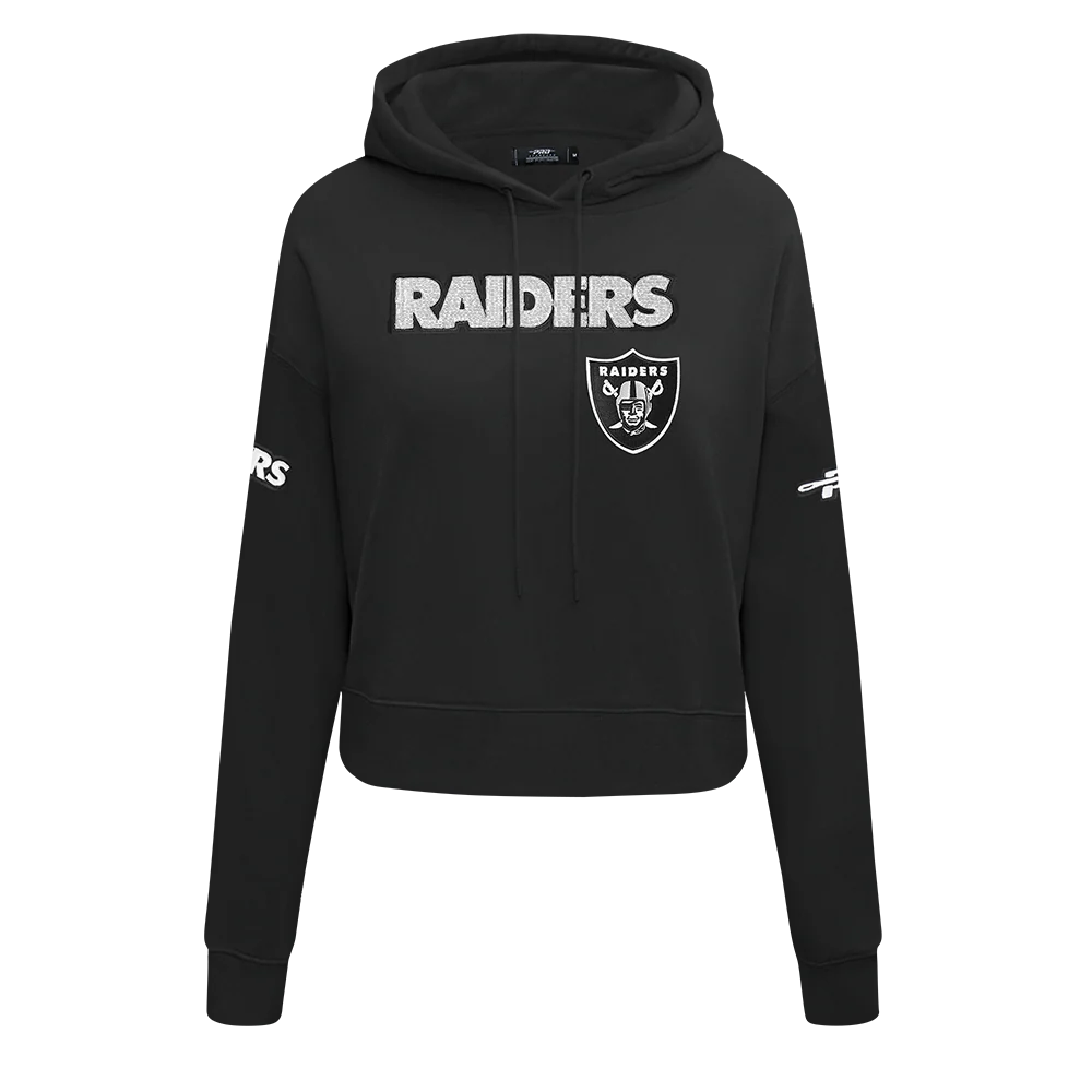 NFL LAS VEGAS RAIDERS GAME DAY CLASSICS WOMEN'S DK CROPPED PO HOODIE (BLACK)