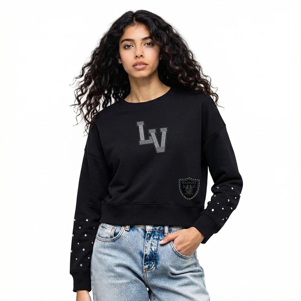 NFL LAS VEGAS RAIDERS RENEGADE WOMEN'S FLC CREWNECK (BLACK)