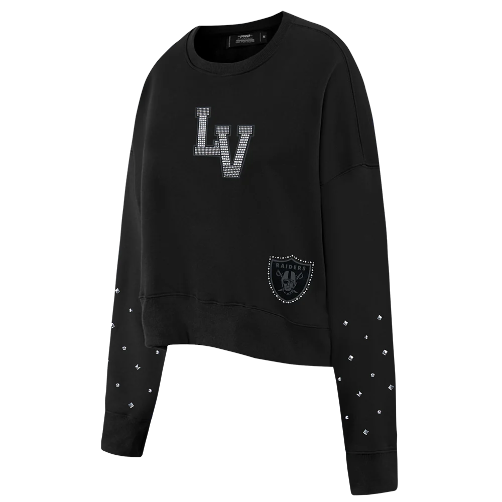 NFL LAS VEGAS RAIDERS RENEGADE WOMEN'S FLC CREWNECK (BLACK) - Image 3