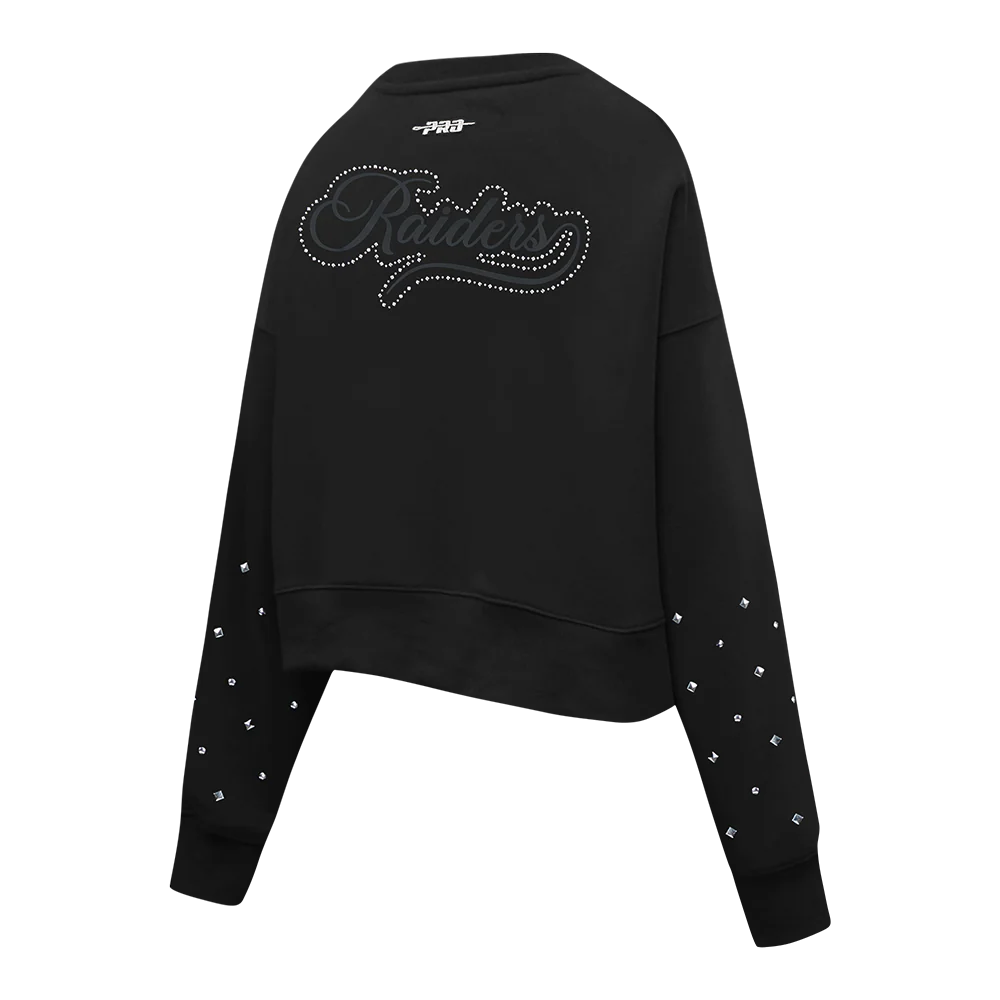 NFL LAS VEGAS RAIDERS RENEGADE WOMEN'S FLC CREWNECK (BLACK) - Image 4