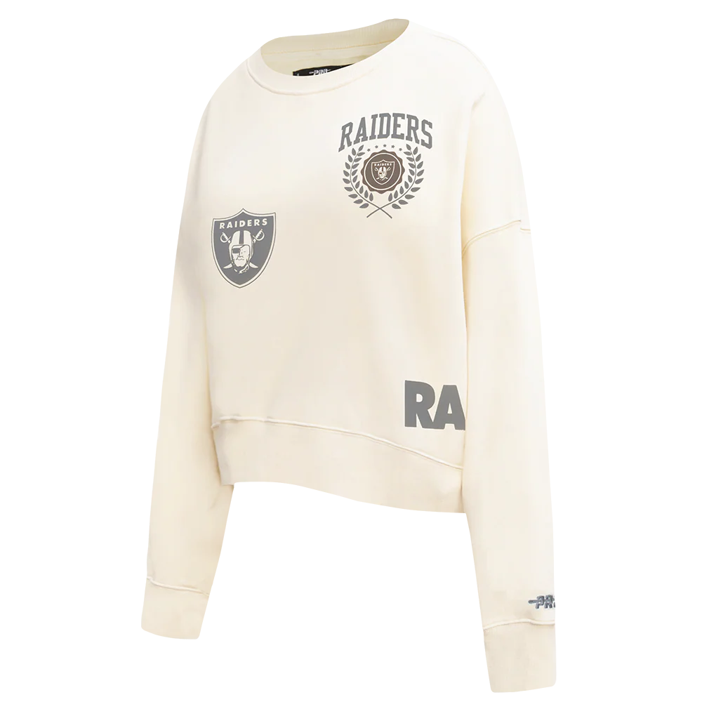 NFL LAS VEGAS RAIDERS STREET TEAM WOMEN'S FLC CREWNECK (EGGSHELL) - Image 3