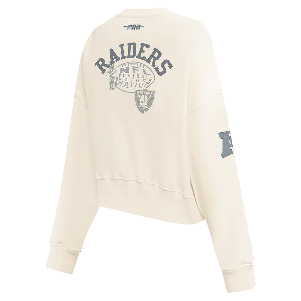NFL LAS VEGAS RAIDERS STREET TEAM WOMEN'S FLC CREWNECK (EGGSHELL) - Image 4
