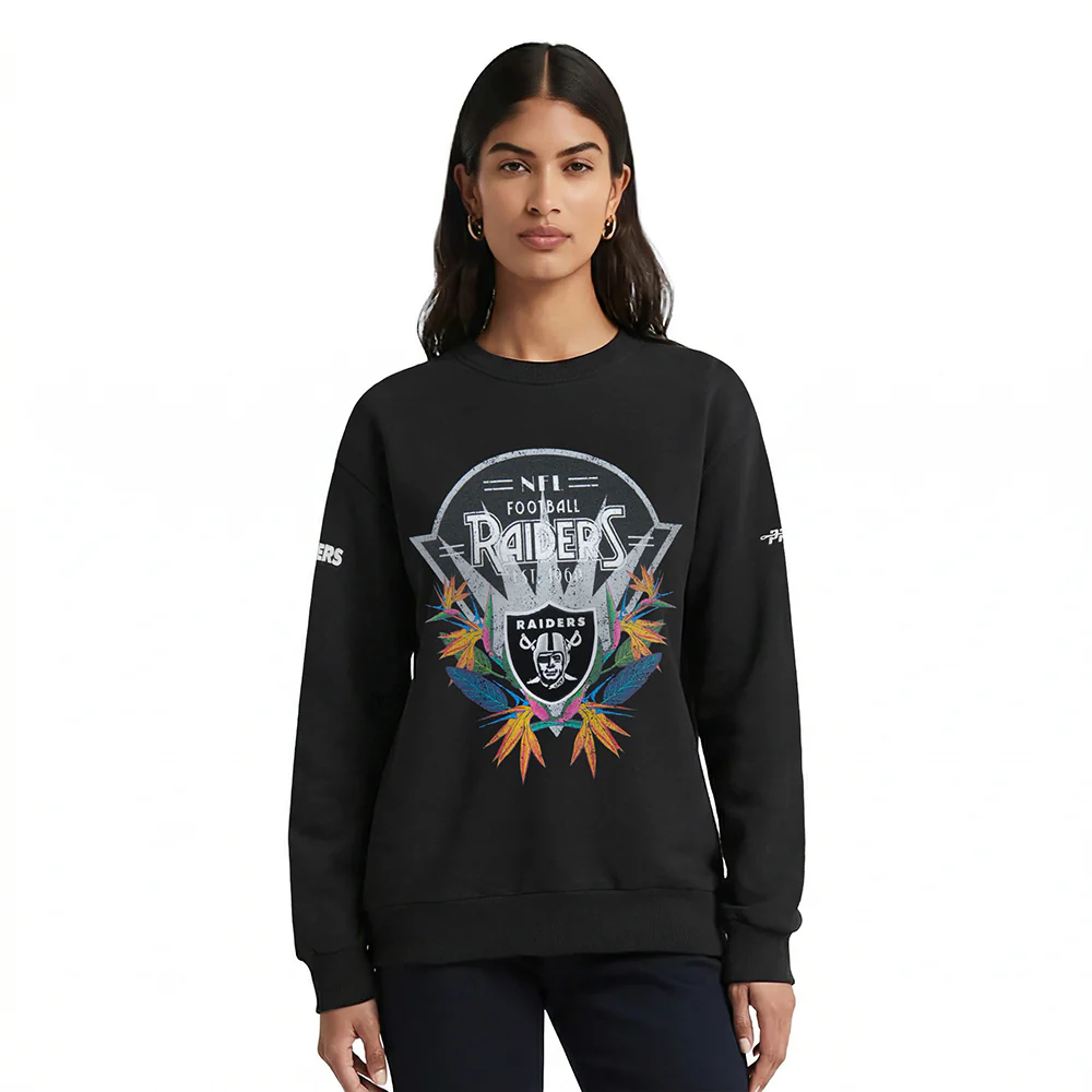 NFL LAS VEGAS RAIDERS PARADISE WOMEN'S CREWNECK SWEATSHIRT (BLACK)
