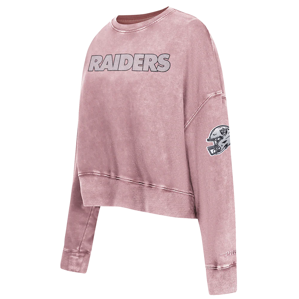 NFL LAS VEGAS RAIDERS WASHED JEWELS WOMEN'S CREWNECK SWEATSHIRT (WASHED MAUVE) - Image 3