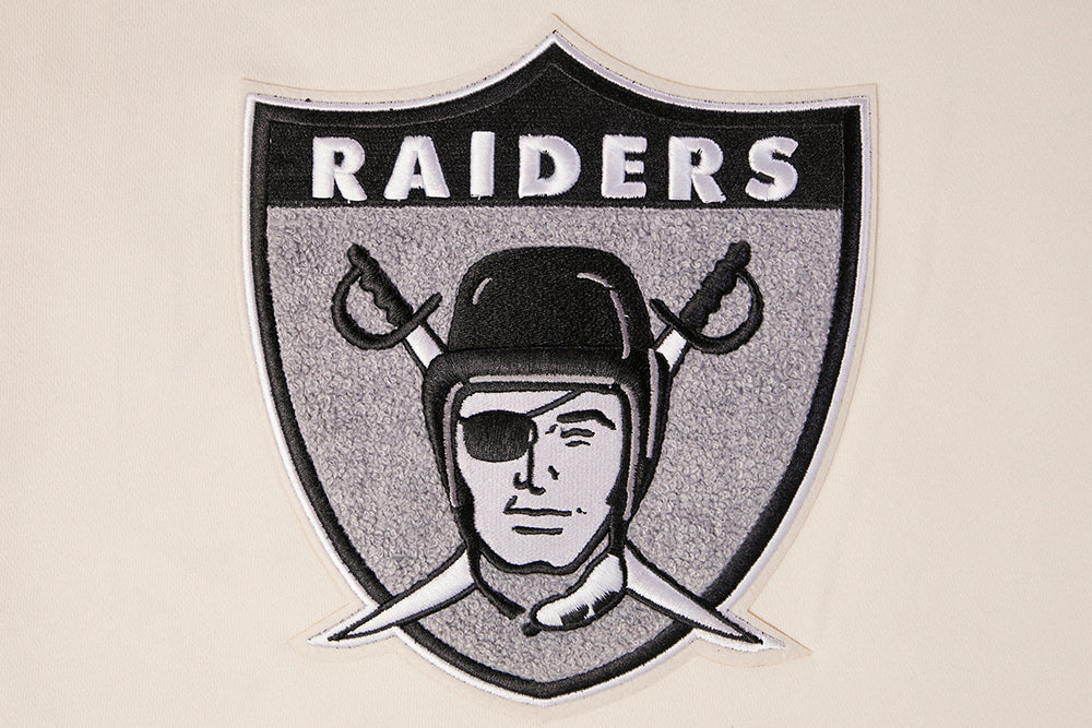 NFL OAKLAND RAIDERS RETRO CLASSIC WOMEN'S CROPPED PULLOVER HOODIE (EGGSHELL/ BLACK) - Image 6