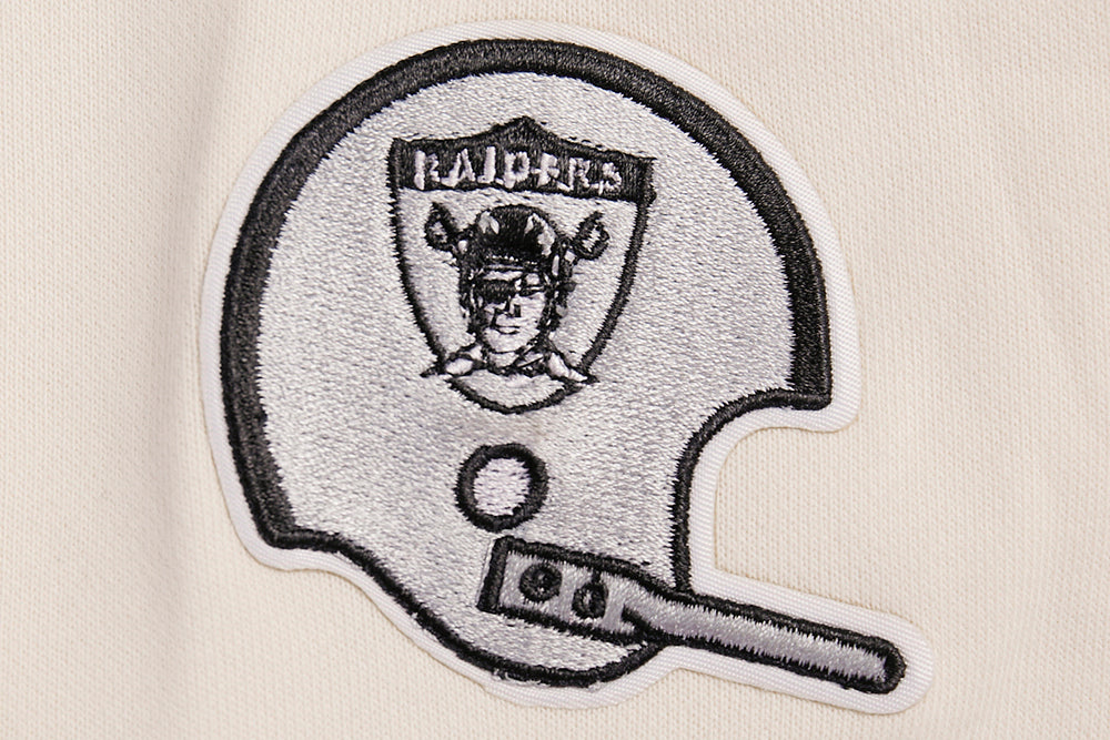 NFL OAKLAND RAIDERS RETRO CLASSIC WOMEN'S CROPPED PULLOVER HOODIE (EGGSHELL/ BLACK) - Image 7