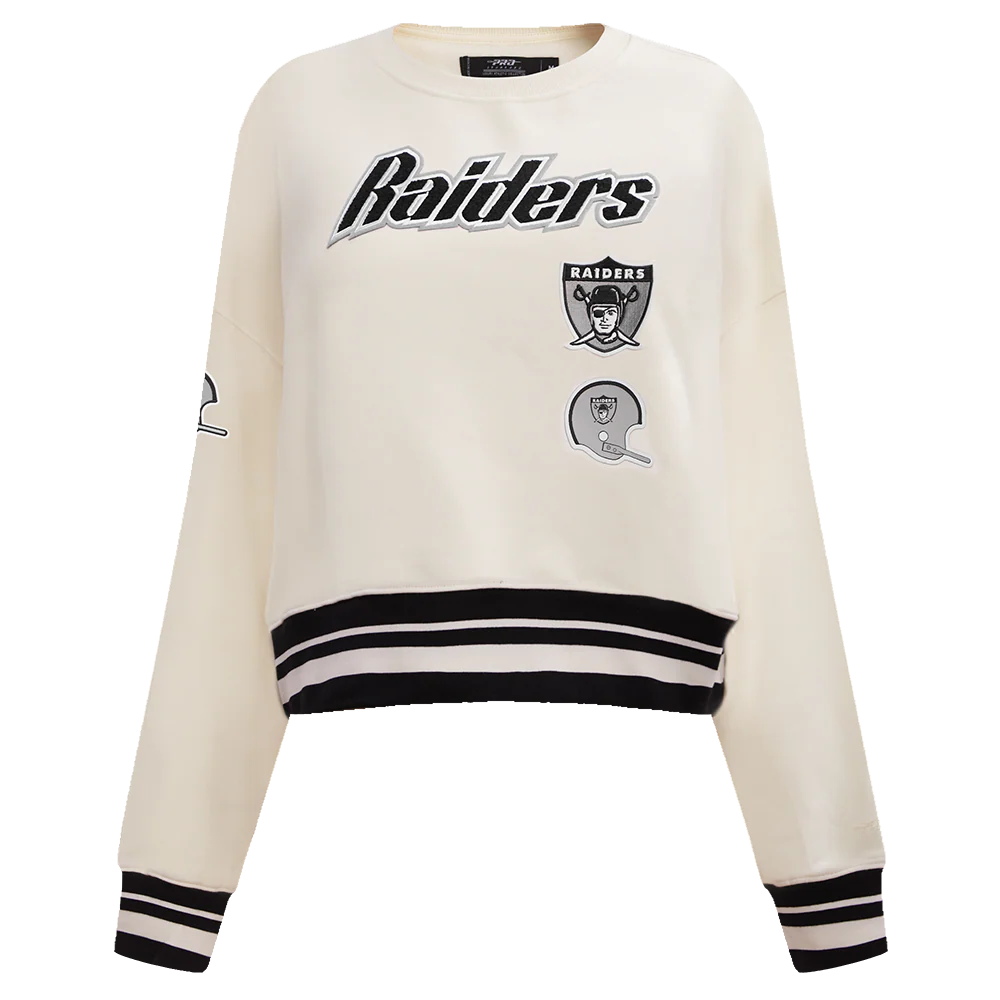 NFL OAKLAND RAIDERS RETRO CLASSIC WOMEN'S CREWNECK (EGGSHELL/ BLACK)