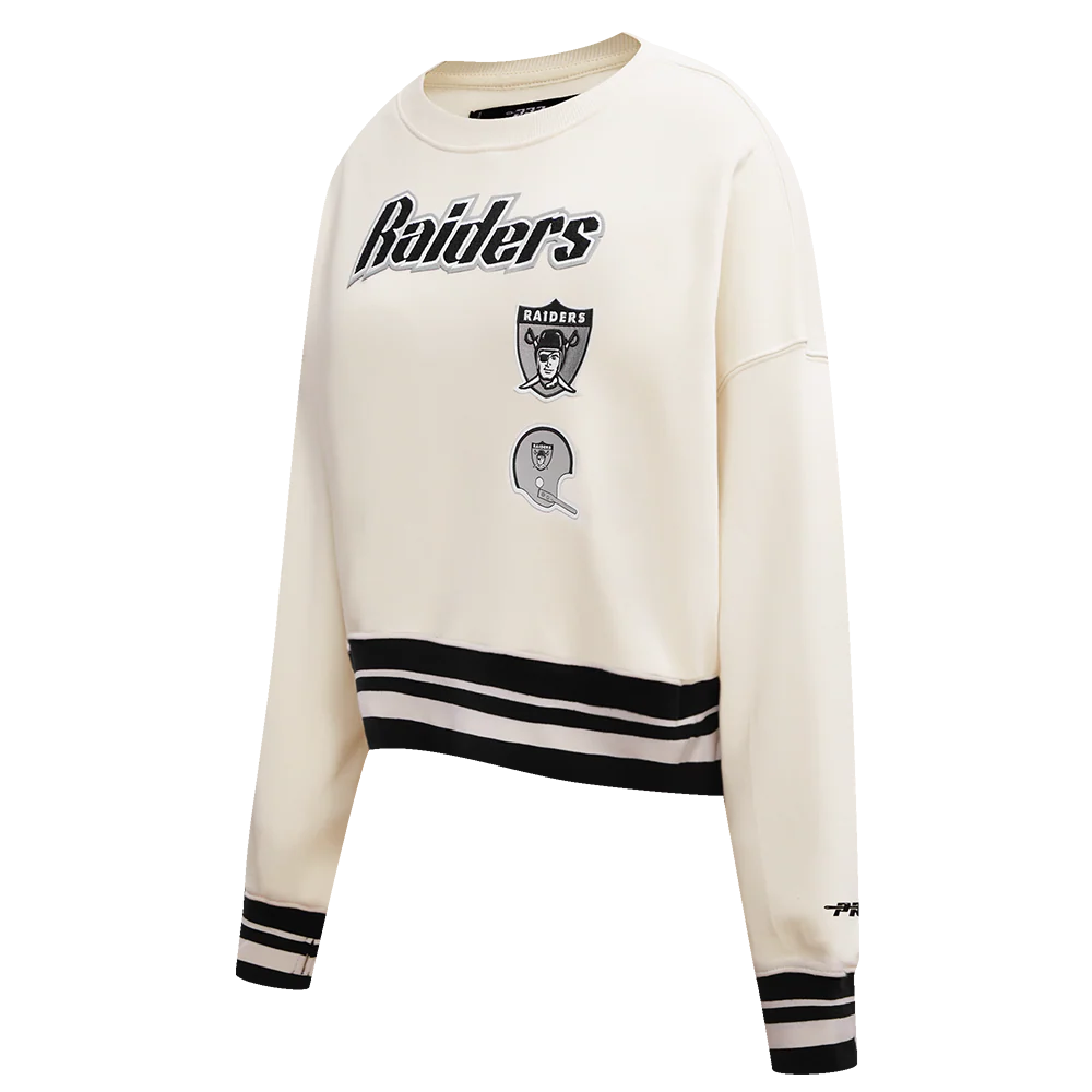 NFL OAKLAND RAIDERS RETRO CLASSIC WOMEN'S CREWNECK (EGGSHELL/ BLACK) - Image 2