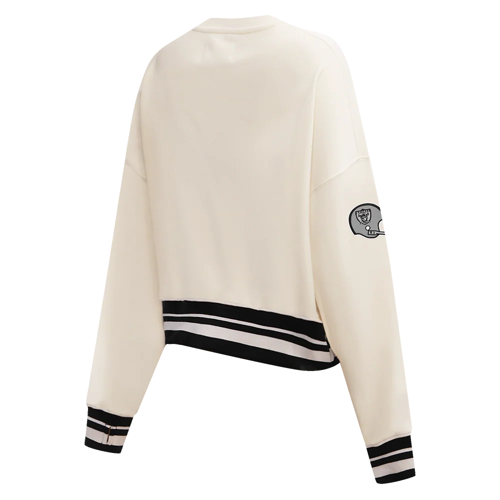 NFL OAKLAND RAIDERS RETRO CLASSIC WOMEN'S CREWNECK (EGGSHELL/ BLACK) - Image 3