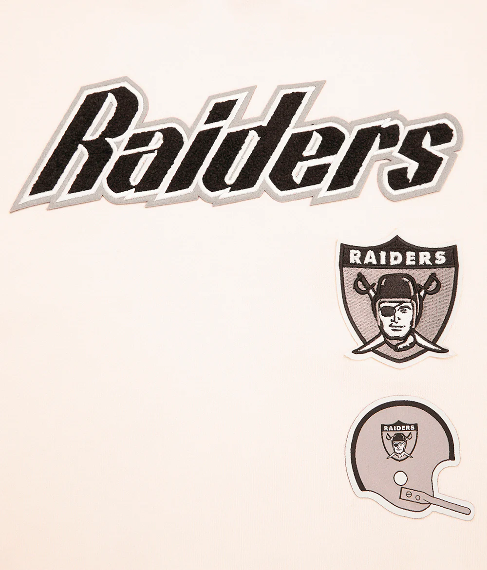 NFL OAKLAND RAIDERS RETRO CLASSIC WOMEN'S CREWNECK (EGGSHELL/ BLACK) - Image 5