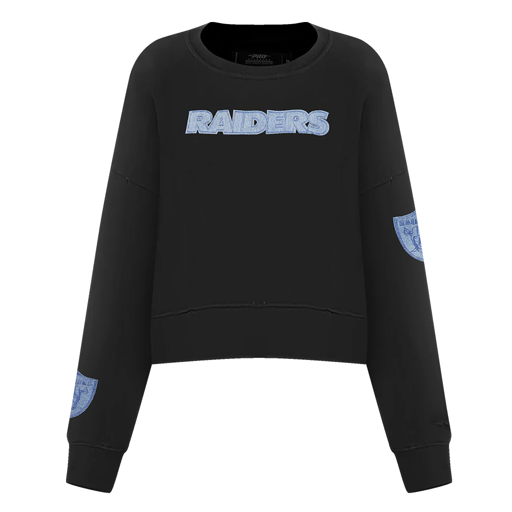 NFL LAS VEGAS RAIDERS VARSITY BLUES WOMEN'S CREWNECK (BLACK)