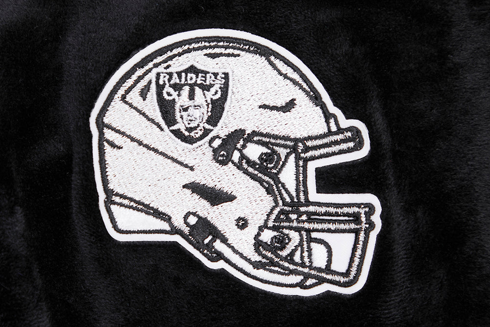 NFL LAS VEGAS RAIDERS CLASSIC WOMEN'S VELOUR FULL ZIP PULLOVER HOODIE (BLACK) - Image 6