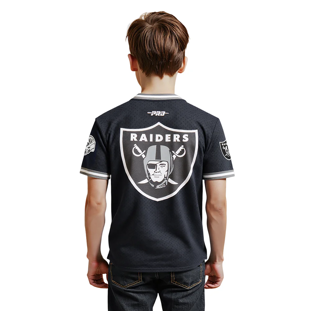 NFL LAS VEGAS RAIDERS CLASSIC LITTLE BOYS SHORT SLEEVE MESH TEE (BLACK/GRAY) - Image 2