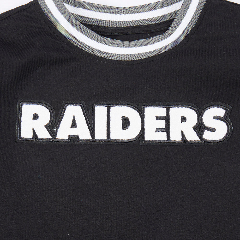 NFL LAS VEGAS RAIDERS CLASSIC LITTLE BOYS SHORT SLEEVE STRIPED RIB TEE (BLACK/GRAY) - Image 7