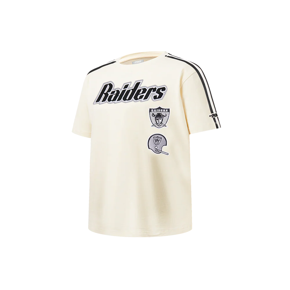 NFL LAS VEGAS RAIDERS RETRO CLASSIC LITTLE BOYS SHORT SLEEVE TAPING TEE (EGGSHELL/ BLACK) - Image 5