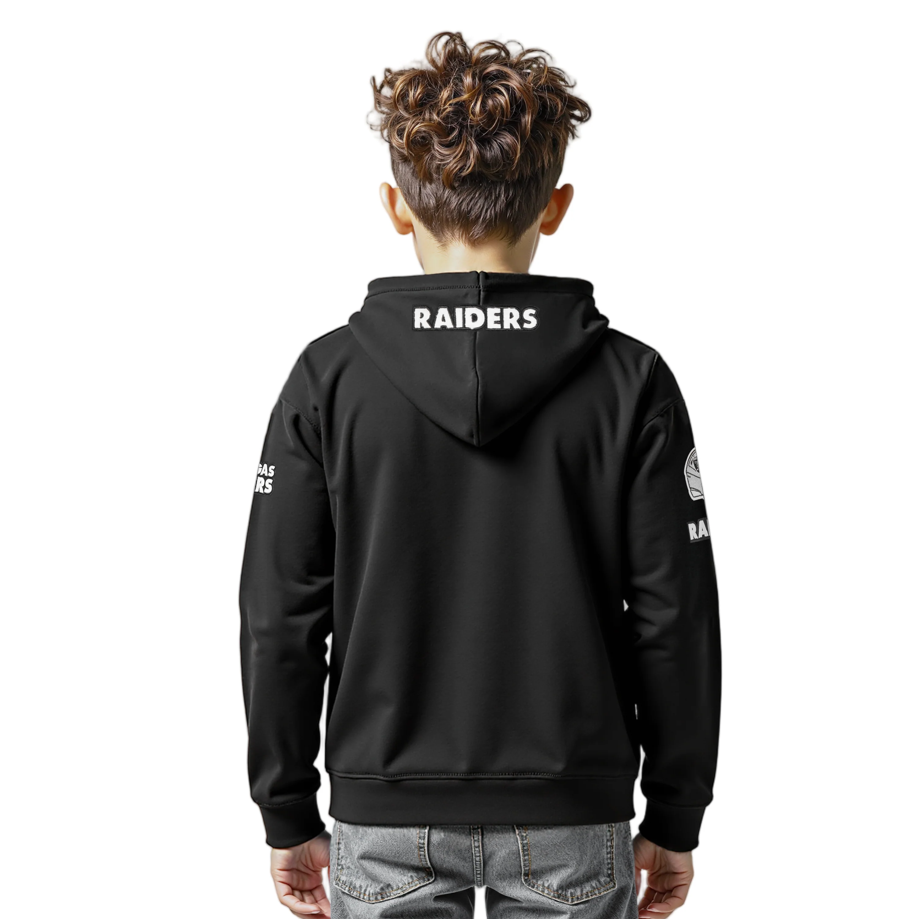 NFL LAS VEGAS RAIDERS CLASSIC LITTLE BOYS FLEECE PULLOVER HOODIE (BLACK) - Image 2