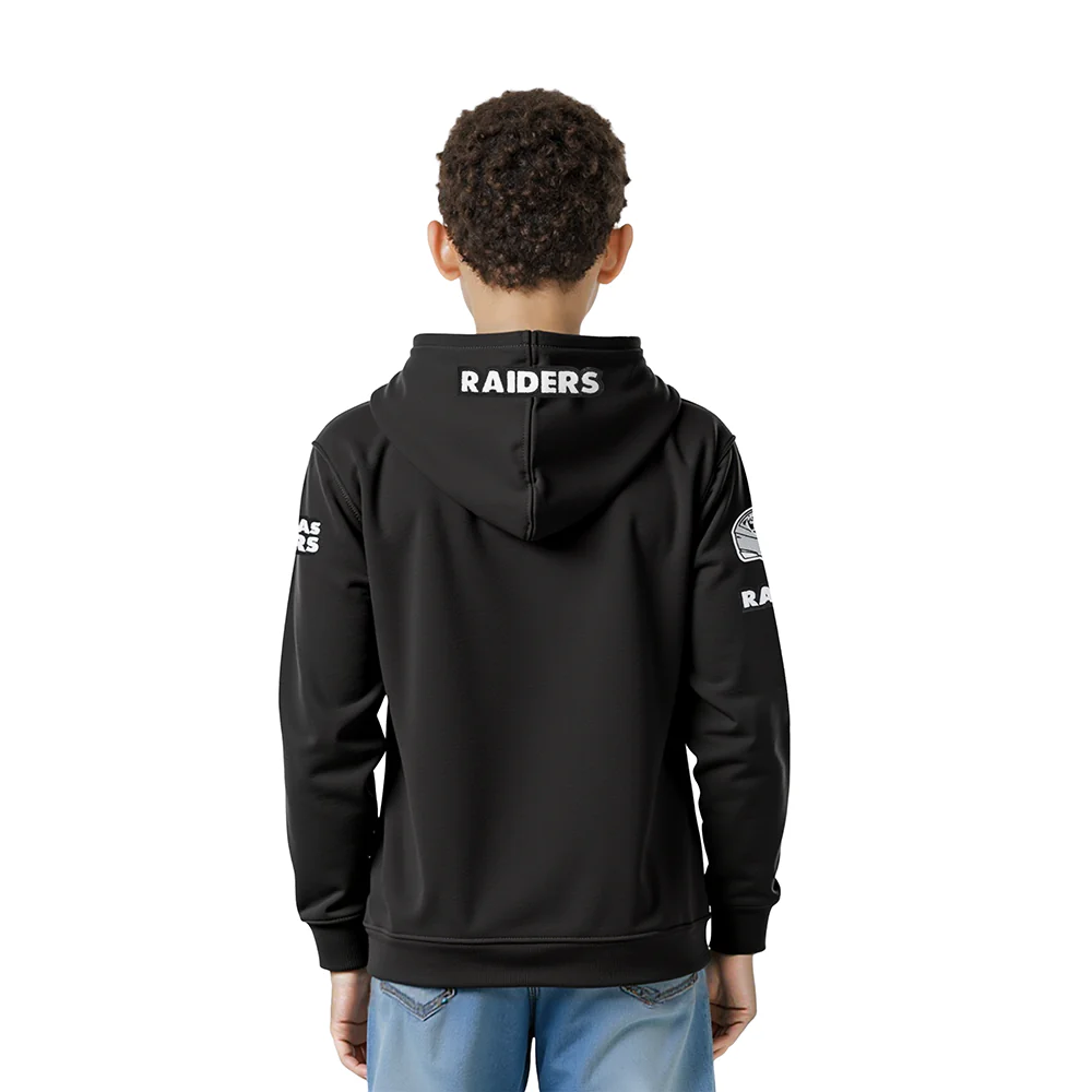 NFL LAS VEGAS RAIDERS CLASSIC LITTLE BOY'S FLC FZ HOODIE (BLACK) - Image 2