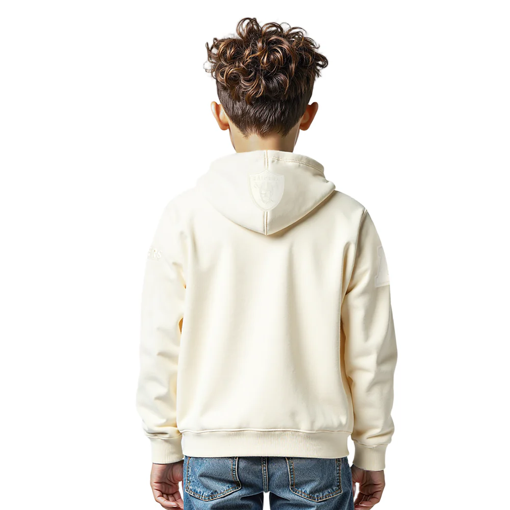 NFL LAS VEGAS RAIDERS NEUTRAL LITTLE BOYS FLEECE PULLOVER HOODIE (EGGSHELL) - Image 10