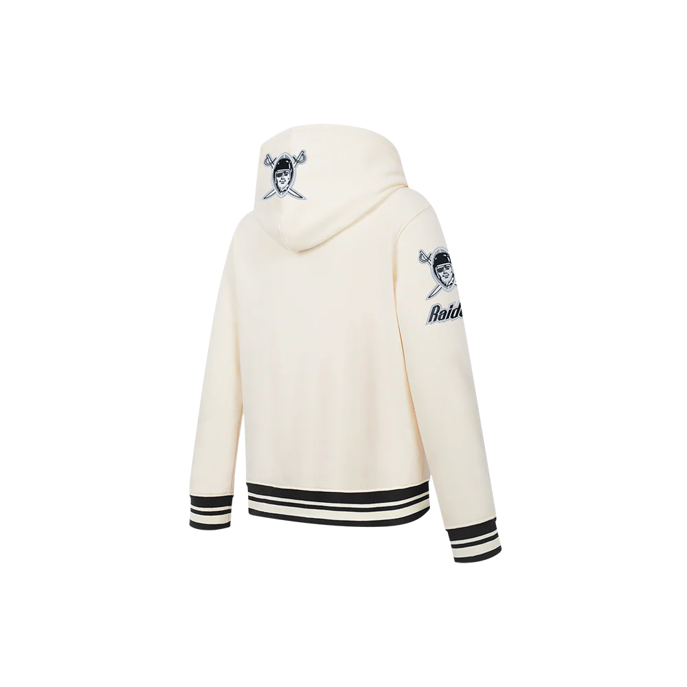 NFL LAS VEGAS RAIDERS RETRO CLASSICS LITTLE BOY'S RIB FLEECE PO HOODIE (EGGSHELL/ BLACK) - Image 4