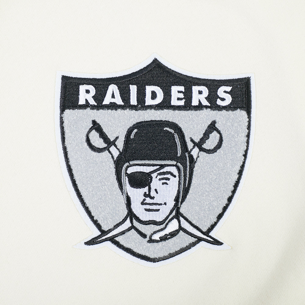 NFL LAS VEGAS RAIDERS RETRO CLASSICS LITTLE BOY'S RIB FLEECE PO HOODIE (EGGSHELL/ BLACK) - Image 6