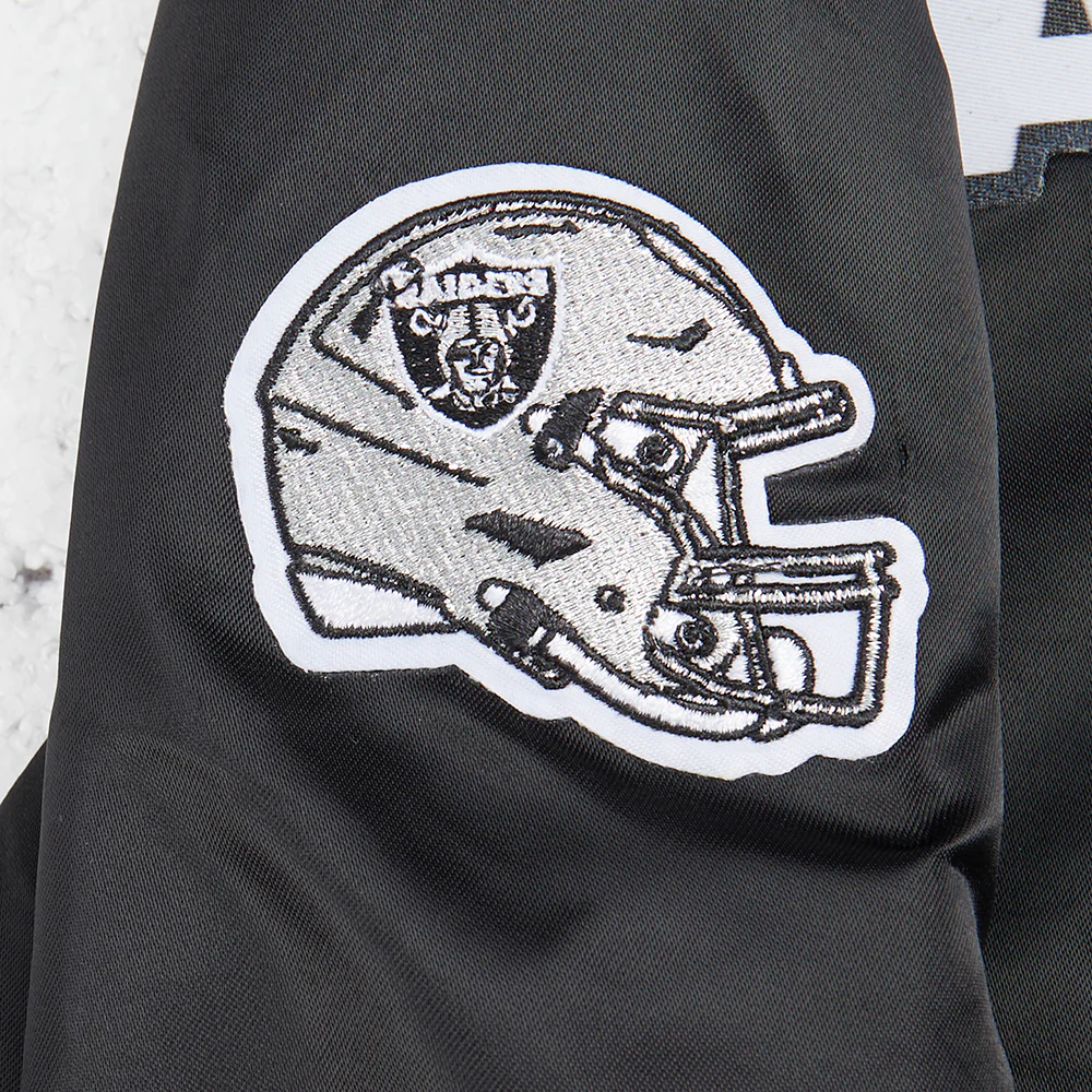 NFL LAS VEGAS RAIDERS CLASSIC LITTLE BOYS SATIN JACKET (BLACK) - Image 9