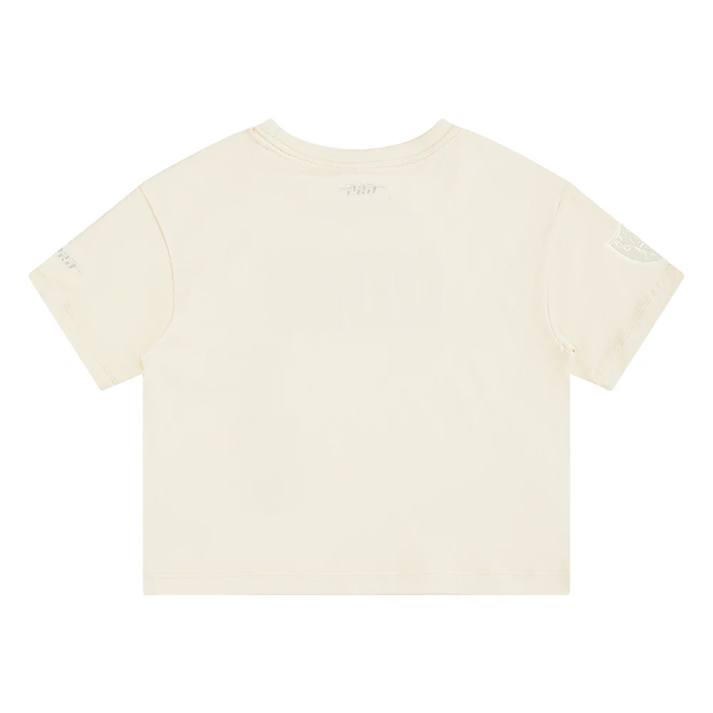 NFL LAS VEGAS RAIDERS NEUTRAL LITTLE GIRLS SHORT SLEEVE BOXY TEE (EGGSHELL) - Image 4