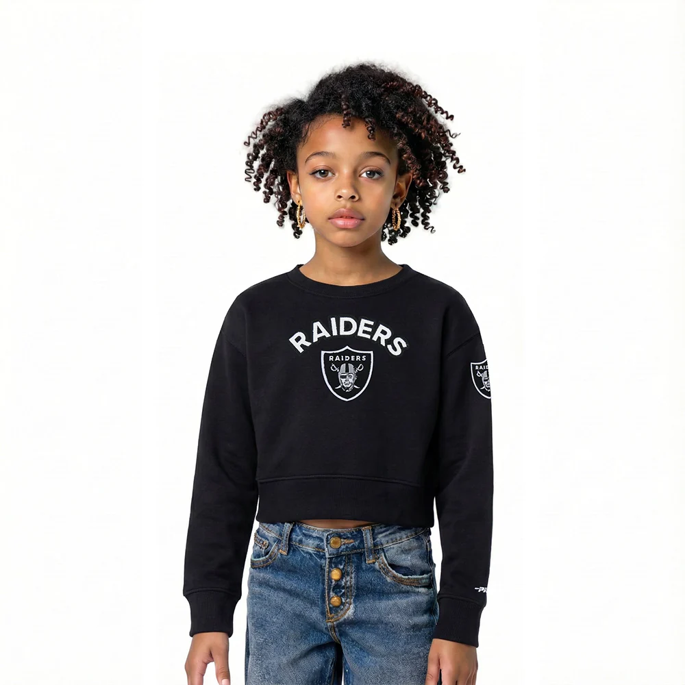 NFL LAS VEGAS RAIDERS CLASSIC LITTLE GIRL'S FLC CREWNECK (BLACK)