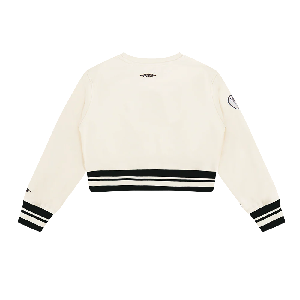 NFL LAS VEGAS RAIDERS RETRO CLASSIC LITTLE GIRLS RIB FLEECE CREWNECK (EGGSHELL/ BLACK) - Image 4