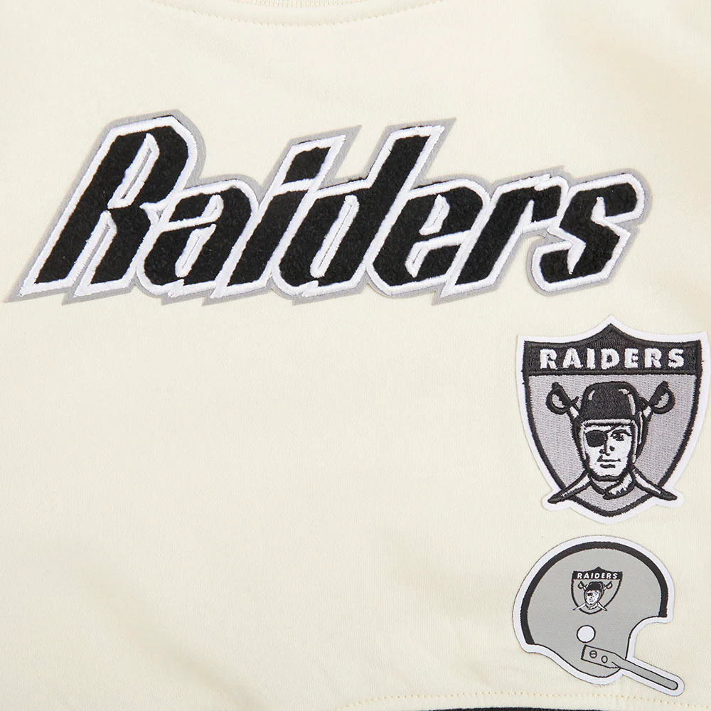 NFL LAS VEGAS RAIDERS RETRO CLASSIC LITTLE GIRLS RIB FLEECE CREWNECK (EGGSHELL/ BLACK) - Image 5