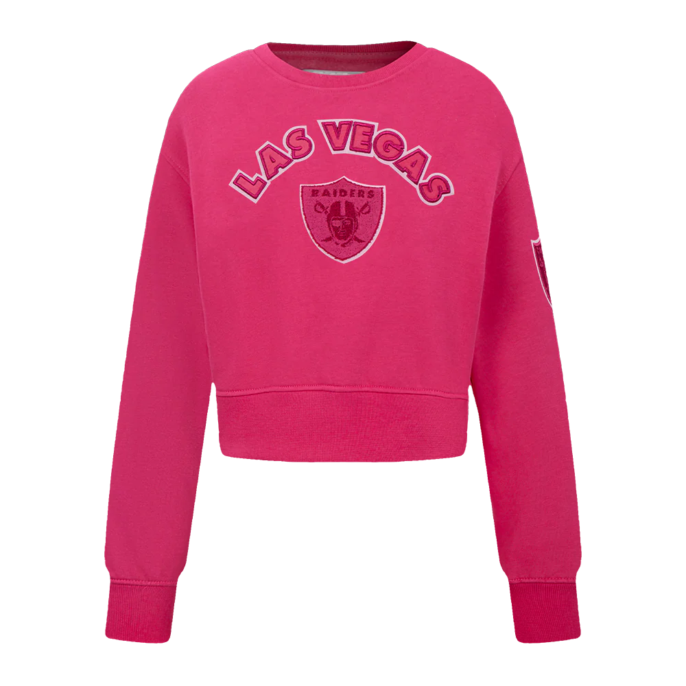 NFL LAS VEGAS RAIDERS TRIPLE PINK LITTLE GIRLS FLEECE CREWNECK (BEETROOT PURPLE)