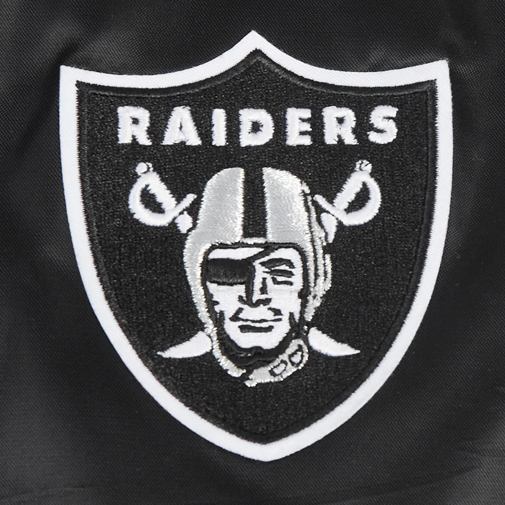 NFL LAS VEGAS RAIDERS SCRIPT TAIL WOMEN'S SATIN JACKET (BLACK/GRAY) - Image 6