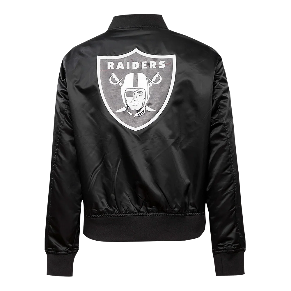 NFL LAS VEGAS RAIDERS CLASSIC WOMEN'S SATIN JACKET (BLACK) - Image 3