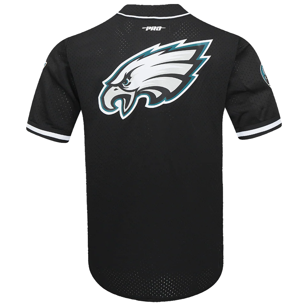 NFL PHILADELPHIA EAGLES CLASSIC MESH MEN'S BUTTON DOWN SHIRT (BLACK) - Image 3
