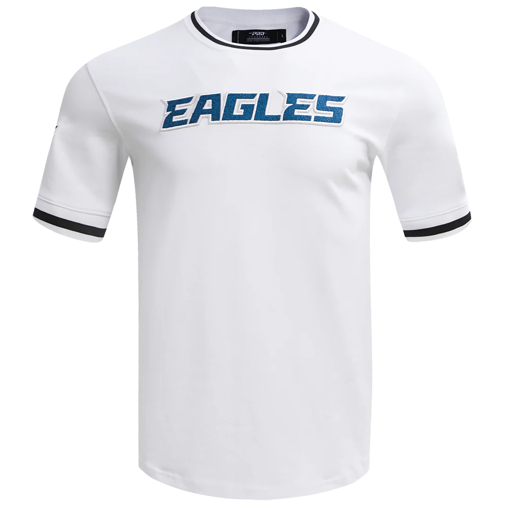 NFL PHILADELPHIA EAGLES CLASSIC CHENILLE MEN'S DOUBLE KNIT TEE (WHITE)