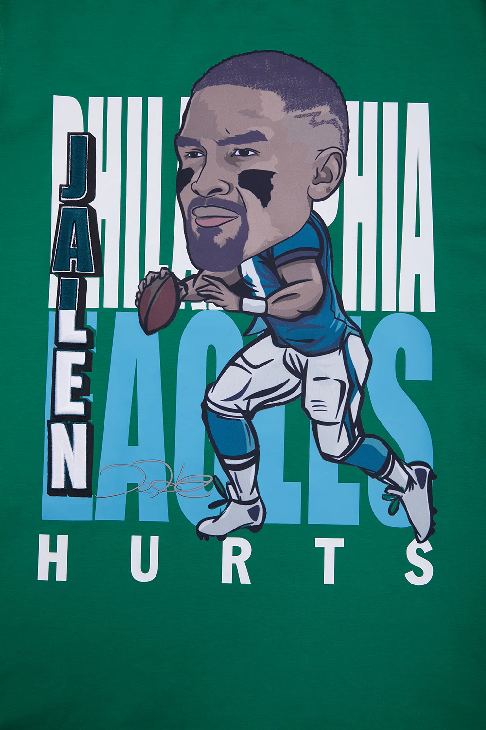 NFL PHILADELPHIA EAGLES JALEN HURTS #1 REMIX AVATAR MEN'S TEE (KELLY GREEN) - Image 5