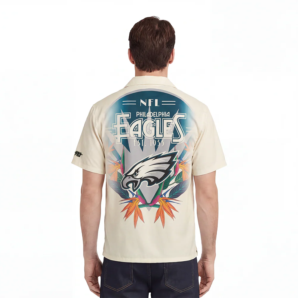 NFL PHILADELPHIA EAGLES PARADISE MEN'S BUTTON DOWN (EGGSHELL) - Image 2
