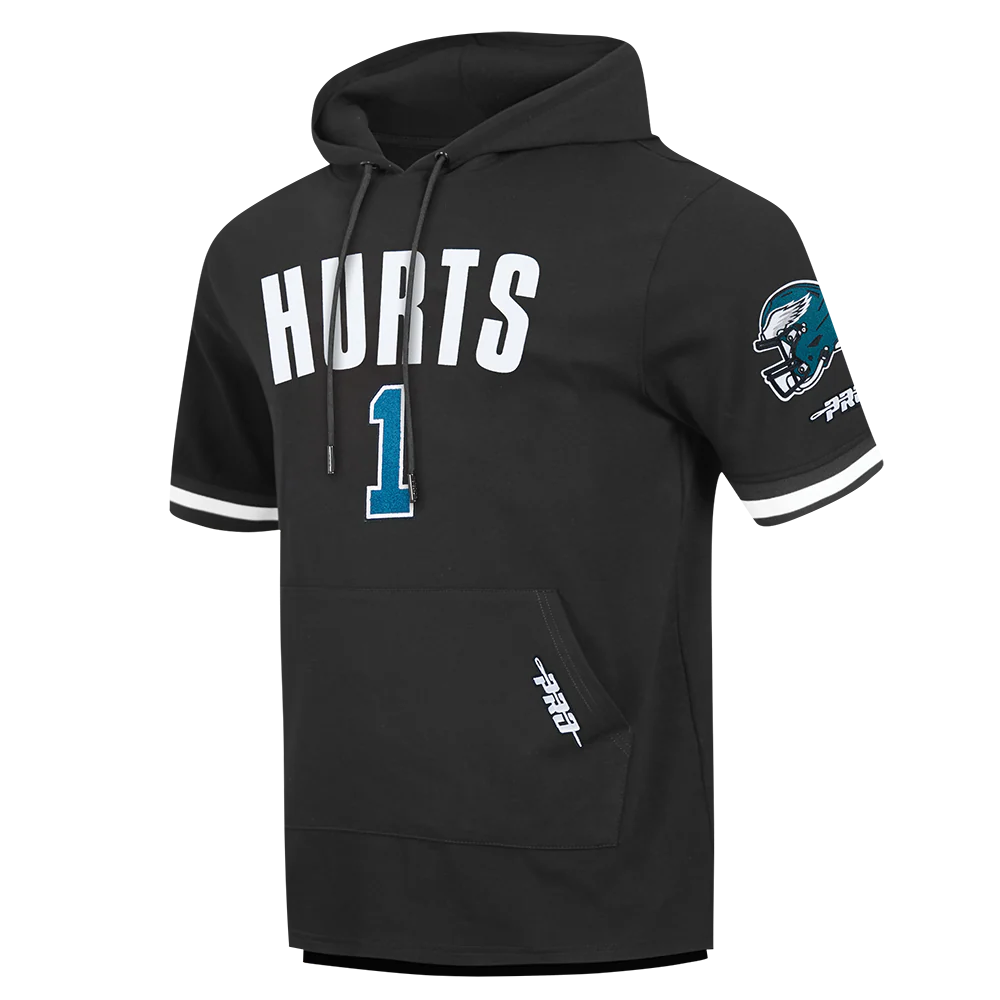 NFL PHILADELPHIA EAGLES JALEN HURTS #1 CLASSIC PNN MEN'S SS PO HOODI (BLACK) - Image 3
