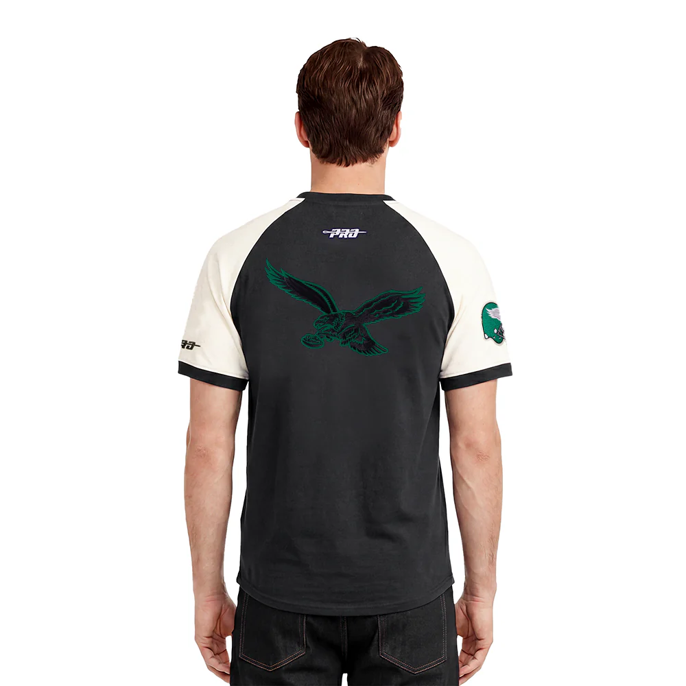 NFL PHILADELPHIA EAGLES FIRST TEAM MEN'S RAGLAN TEE (EGGSHELL/ BLACK) - Image 2