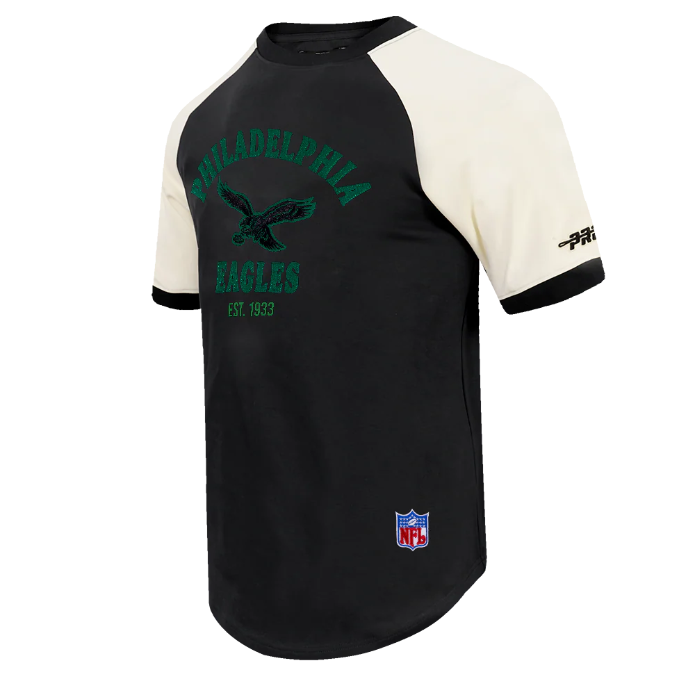 NFL PHILADELPHIA EAGLES FIRST TEAM MEN'S RAGLAN TEE (EGGSHELL/ BLACK) - Image 3