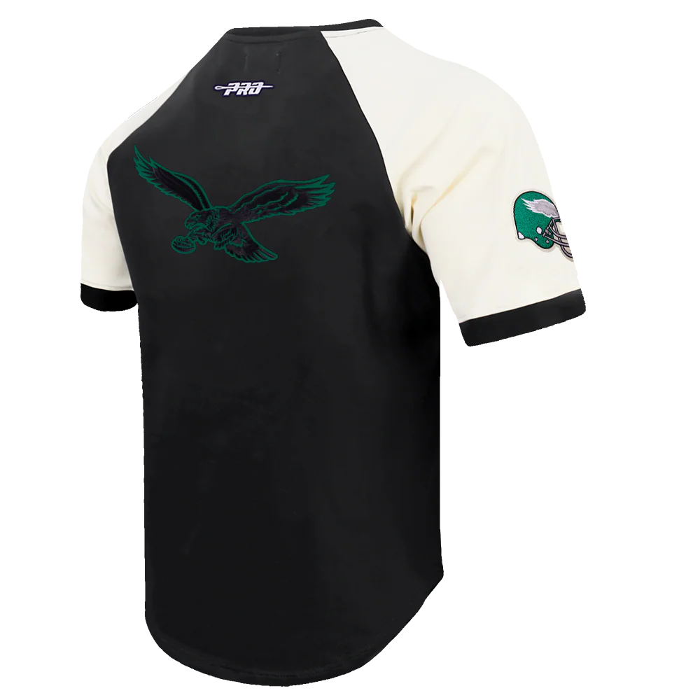 NFL PHILADELPHIA EAGLES FIRST TEAM MEN'S RAGLAN TEE (EGGSHELL/ BLACK) - Image 4