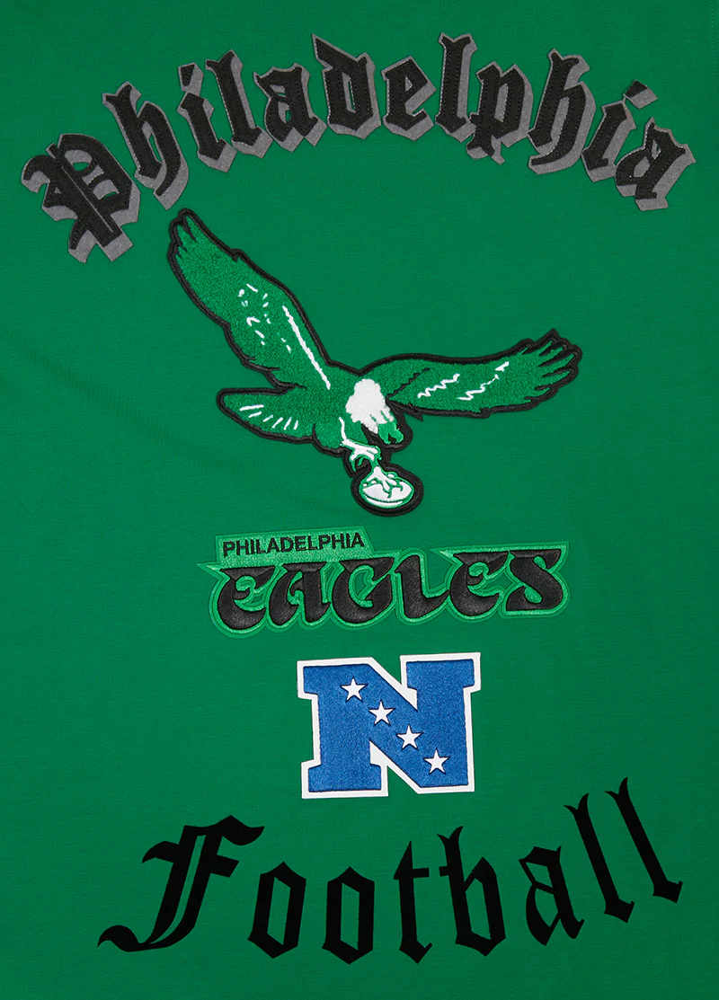 NFL PHILADELPHIA EAGLES RETRO OLD ENGLISH MEN'S TEE (KELLY GREEN) - Image 5