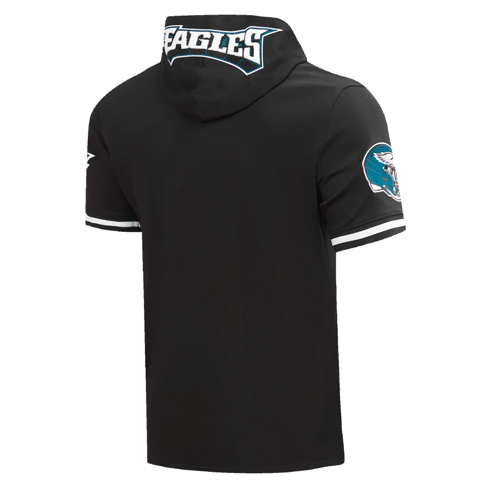 NFL PHILADELPHIA EAGLES JALEN HURTS #1 MEN'S SHORT SLEEVE PULLOVER HOODIE (BLACK) - Image 3
