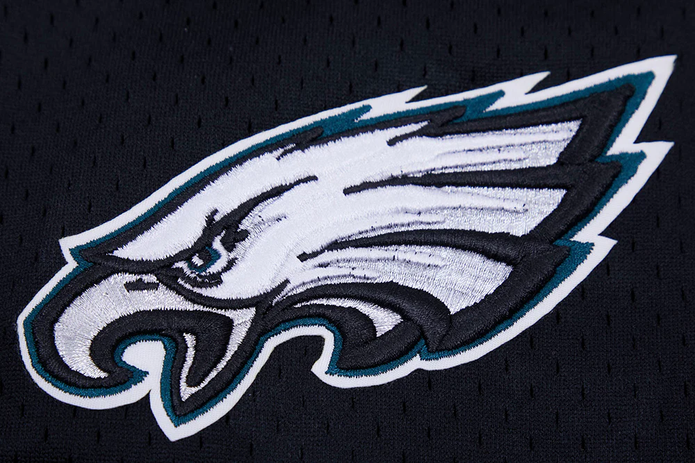 NFL PHILADELPHIA EAGLES JALEN HURTS #1 MEN'S MESH BUTTON DOWN SHIRT (BLACK) - Image 7