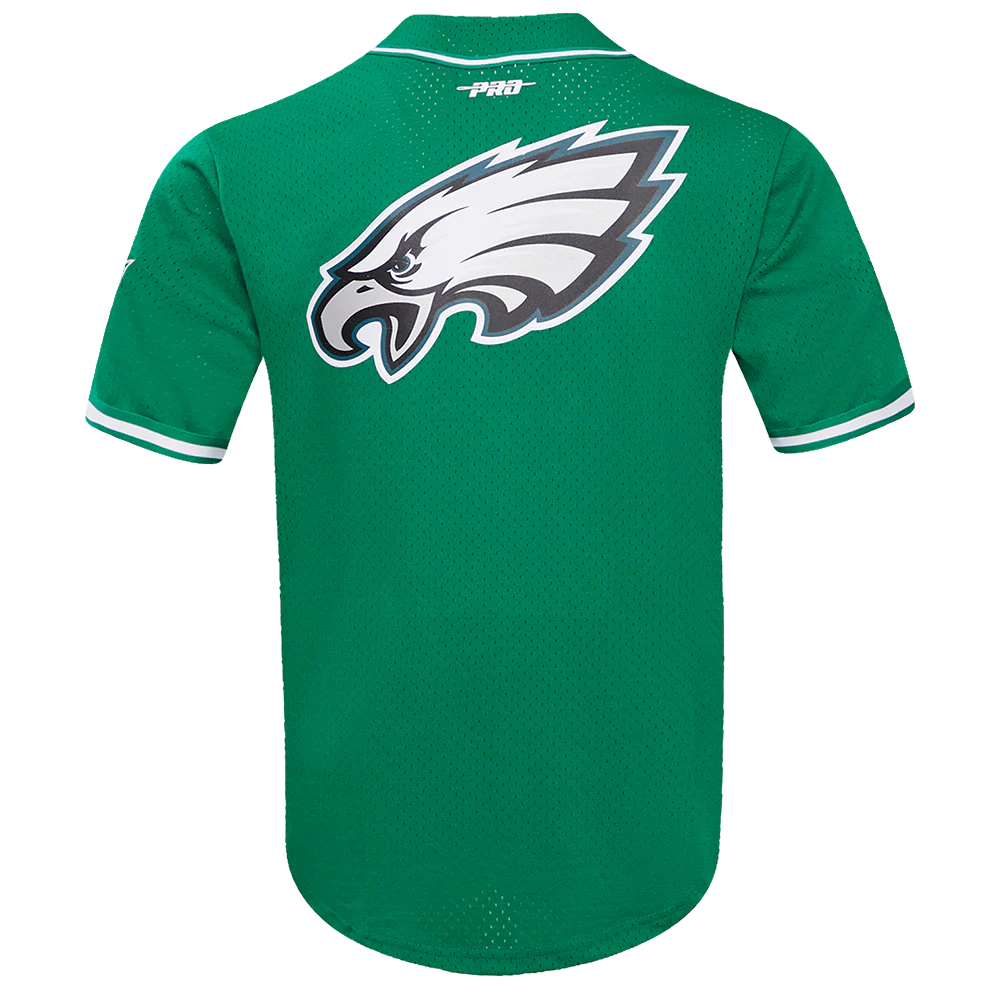 NFL PHILADELPHIA EAGLES JALEN HURTS #1 MEN'S MESH BUTTON DOWN SHIRT (KELLY GREEN) - Image 4