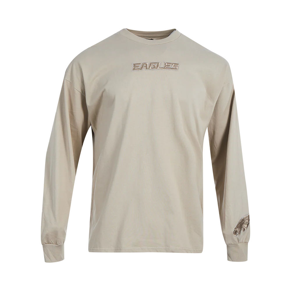 NFL PHILADELPHIA EAGLES WINGSPAN MEN'S DROP SHOULDER LS TEE (TAUPE) - Image 3